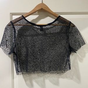 Sheer Sparkly Cropped Short Sleeve